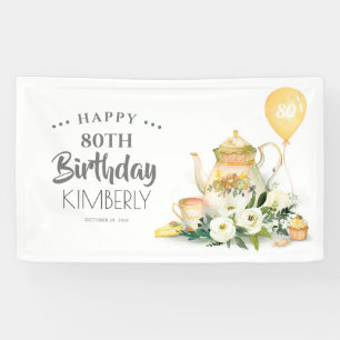 Par-Tea Bloemen Theepot Gelukkige Verjaardag Spandoek