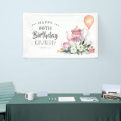 Par-Tea Bloemen Theepot Gelukkige Verjaardag Spandoek (Beurs)