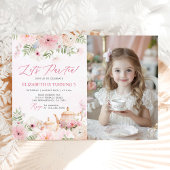 Par-tea Bloementhee Meisje Verjaardagsfeest Foto Kaart