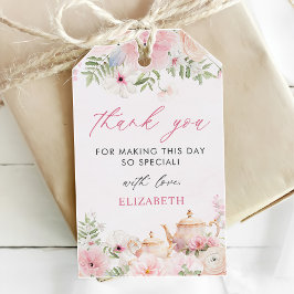 Par-tea Bloementhee Meisje Verjaardagsfeestje Cadeaulabel