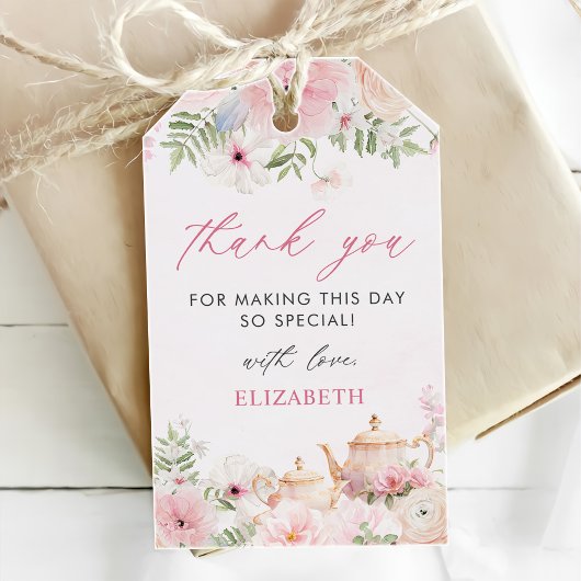 Par-tea Bloementhee Meisje Verjaardagsfeestje Cadeaulabel