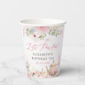 Par-tea Bloementhee Meisje Verjaardagsfeestje Papieren Bekers (Achterkant)