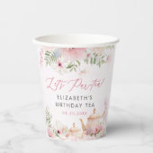 Par-tea Bloementhee Meisje Verjaardagsfeestje Papieren Bekers (Voorkant)
