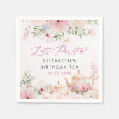 Par-tea Bloementhee Meisje Verjaardagsfeestje Servet (Voorkant)
