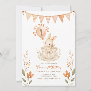 Par-Tea Bunny 1e verjaardag herfst Bloemen Kaart
