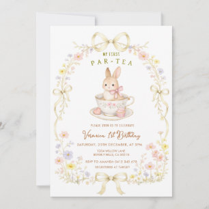 Par-Tea Bunny 1e verjaardag wilde bloem Kaart