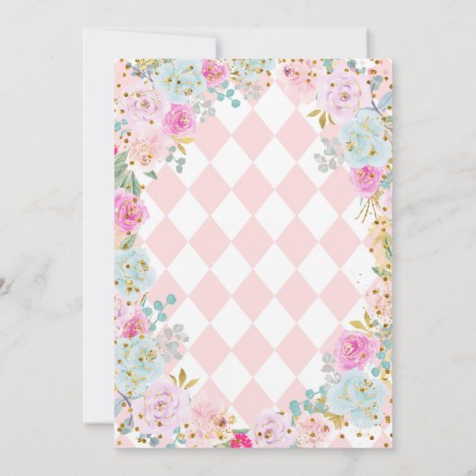 Par-tea Floral Tea Verjaardag Meisje Uitnodiging (Achterkant)