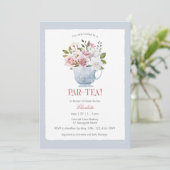 PAR-TEA Roze Baby shower Invitation Kaart (Staand voorkant)