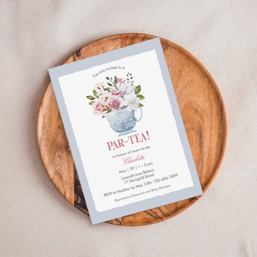 PAR-TEA Roze Baby shower Invitation Kaart
