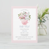 PAR-TEA Roze Baby shower Invitation Kaart (Staand voorkant)