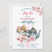 Par-tea theetheetheepot franse gebak verjaardag kaart (Voorkant)