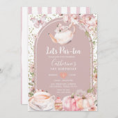 Par-tea Verjaardag Tea Party Meisje Pompoen Kaart (Voorkant / Achterkant)