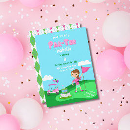 Par-Tee Chibi Meisje Verjaardag Golf Feest Kaart