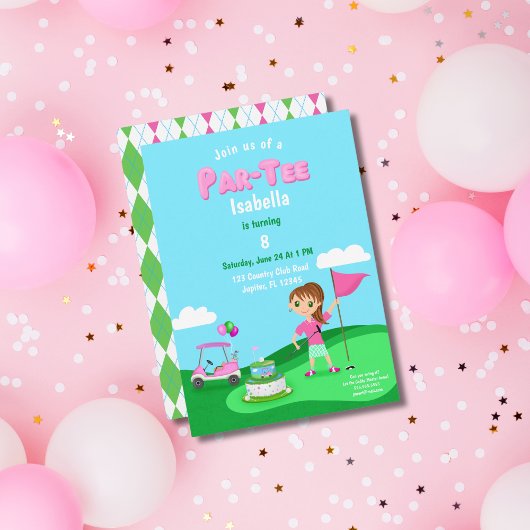 Par-Tee Chibi Meisje Verjaardag Golf Feest Kaart