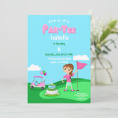 Par-Tee Chibi Meisje Verjaardag Golf Feest Kaart (Staand voorkant)