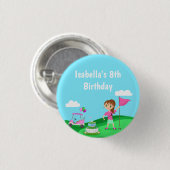 Par-Tee Chibi Meisje Verjaardag Golf Feest Ronde Button 3,2 Cm (Voorkant /achterkant)