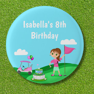 Par-Tee Chibi Meisje Verjaardag Golf Feest Ronde Button 3,2 Cm