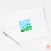 Par-Tee Chibi Meisje Verjaardag Golf Feest Vierkante Sticker (Envelop)