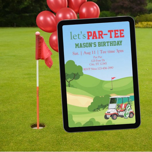 PAR-TEE, golf birthday Kaart