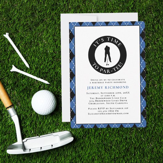 Par Tee Golfer Geruite Grappige Verjaardagsfeest V Kaart