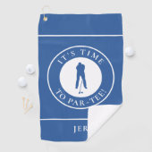 Par Tee Golfer Grappige Humor Monogram Voor Hem Bl Golfhanddoek (Insitu)