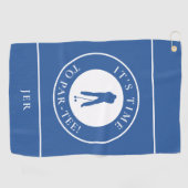 Par Tee Golfer Grappige Humor Monogram Voor Hem Bl Golfhanddoek (Horizontaal)