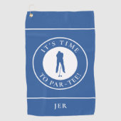Par Tee Golfer Grappige Humor Monogram Voor Hem Bl Golfhanddoek (Voorkant)