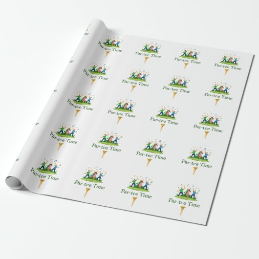 Par-tee Time Golf Wrapping Paper | Fun Gift Cadeaupapier (Uitgerold)