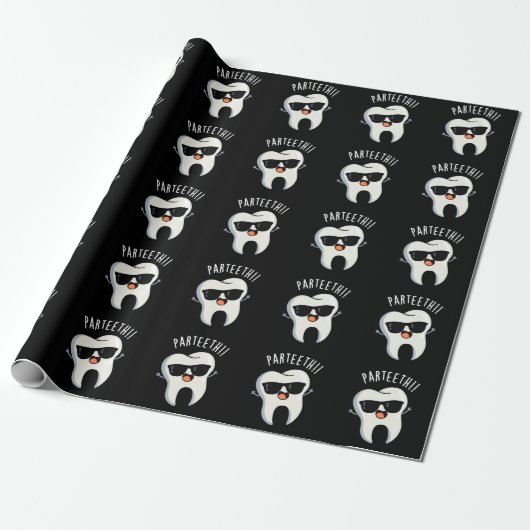 Par-teeth Grappige Tandpuns Donker BG Cadeaupapier (Uitgerold)