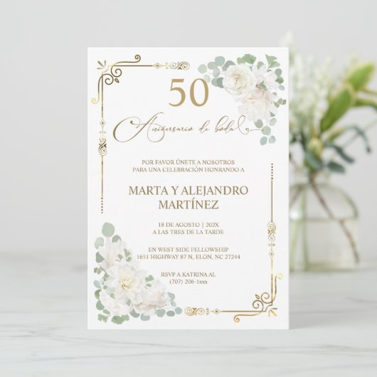 Para 50 Aniversario de Boda Kaart (Staand voorkant)