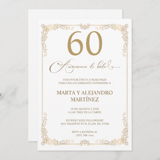 Para 60 Aniversario de Boda Kaart (Voorkant / Achterkant)