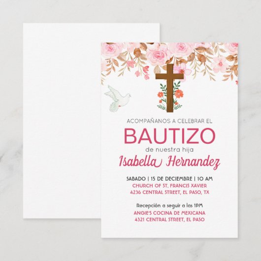 Para Bautizo Uitnodigingen (Voorkant / Achterkant)