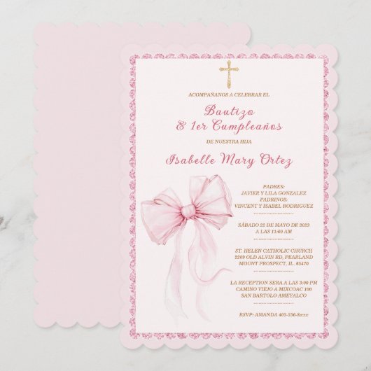 Para Bautizo y Primer Cumpleaños Kaart (Voorkant / Achterkant)