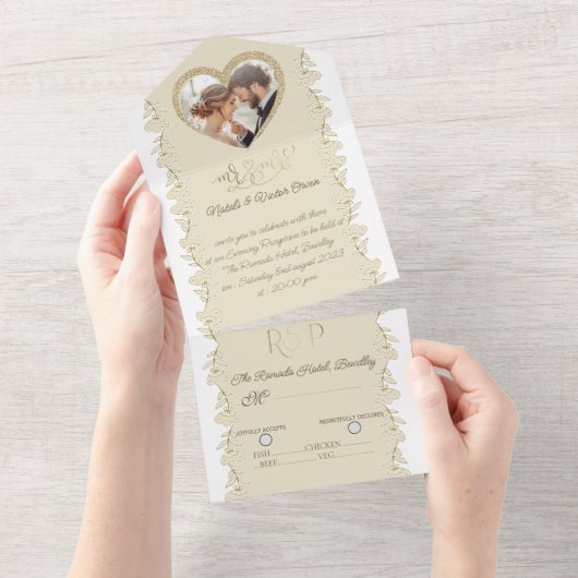 para boda con foto personalizada all in one uitnodiging (Afscheurbaar)