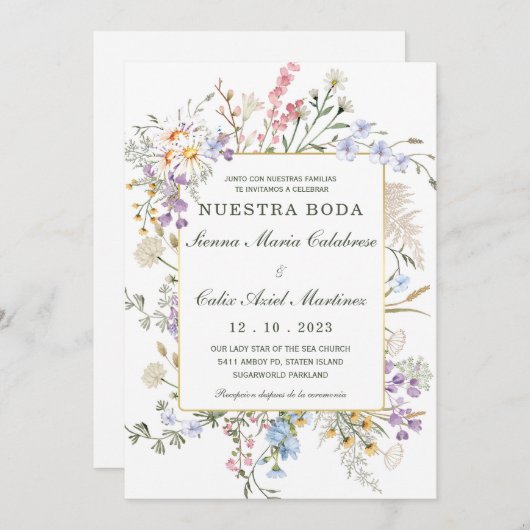 Para Bodas Rústicas en Español Kaart (Voorkant / Achterkant)