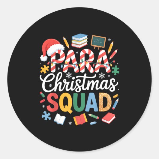 Para Christmas Squad Teacher Paraprofessional Holi Ronde Sticker (Voorkant)