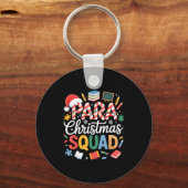Para Christmas Squad Teacher Paraprofessional Holi Sleutelhanger (Voorkant)