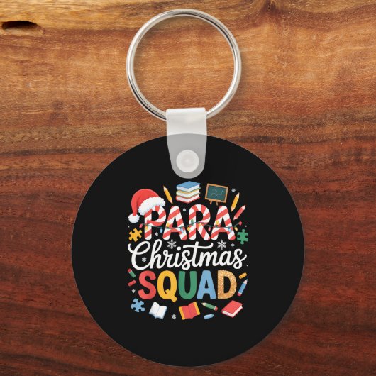 Para Christmas Squad Teacher Paraprofessional Holi Sleutelhanger (Voorkant)