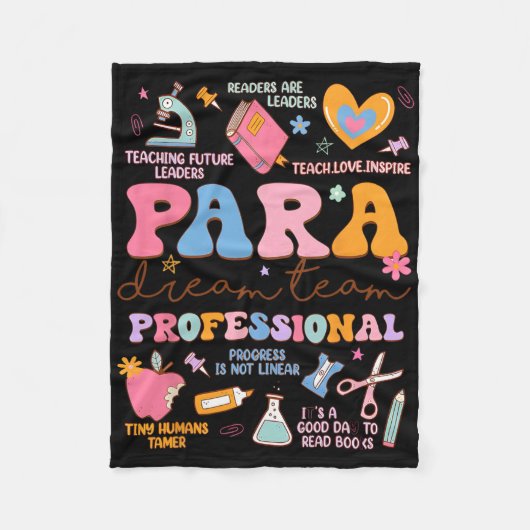 Para Droom Team Paraprofessional Eerste Dag Terug Fleece Deken (Voorkant)