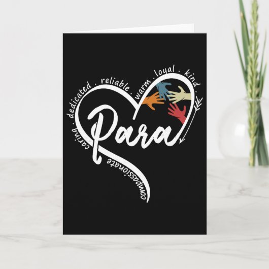 Para Heart Paraprofessioneel Leraar Paraeducator Kaart (Voorkant)