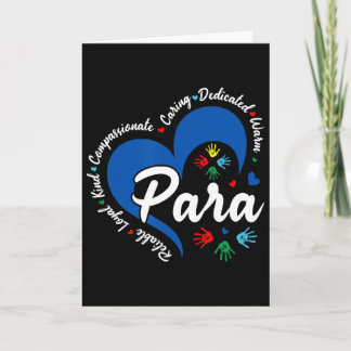 Para Heart Teacher Paraprofessional School Appreci Kaart