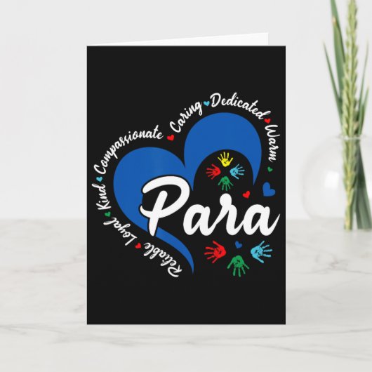 Para Heart Teacher Paraprofessional School Appreci Kaart (Voorkant)