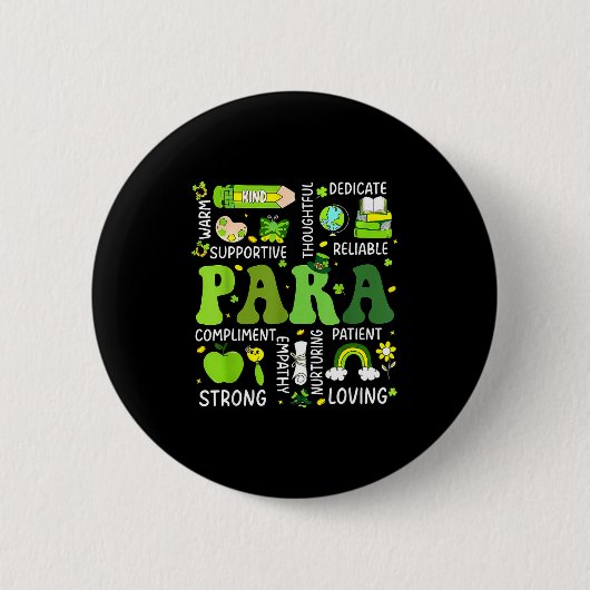 Para leraar st patricks dag paraprofessional ronde button 5,7 cm (Voorkant)
