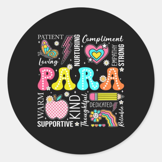Para-professioneel docent 1e dag terug naar school ronde sticker (Voorkant)