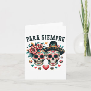 Para Siempre Mexicaans Koppel Suiker Skull Valenti Kaart