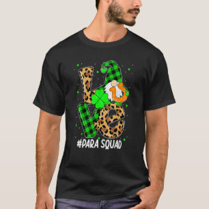 Para Squad Love Gnomes Teacher Shamrock St Patrick T-shirt