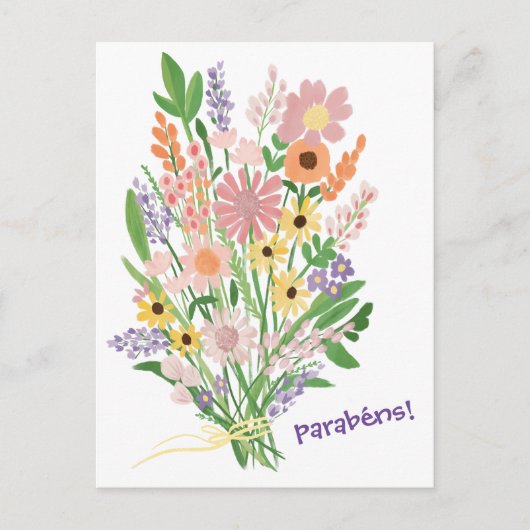 Parabenen Wilde Bloemen Handgeschilderd Gouache Ge Briefkaart (Voorkant)