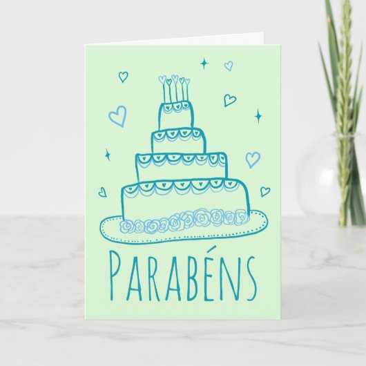 Parabens de Noivado Casamento Bolo de Noiva Belo Kaart (Voorkant)