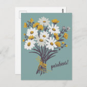 PARABENS GEFELICITEERD Daisy Bouquet Custom Briefkaart (Voorkant / Achterkant)