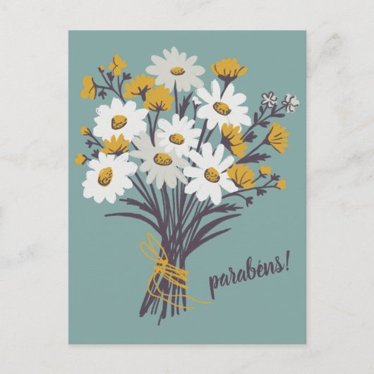 PARABENS GEFELICITEERD Daisy Bouquet Custom Briefkaart (Voorkant)